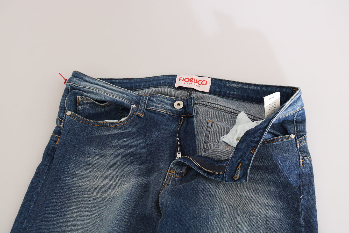 Fiorucci Women's Blue Washed Mid Waist Slim Fit Denim Jeans