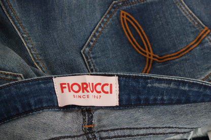 Fiorucci Women's Blue Washed Mid Waist Slim Fit Denim Jeans