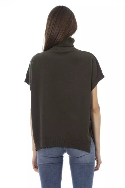 Baldinini Trend Women's Green Wool Short Sleeve Turtleneck Sweater
