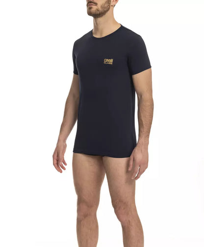 Cavalli Class Men's Blue Cotton T-Shirt