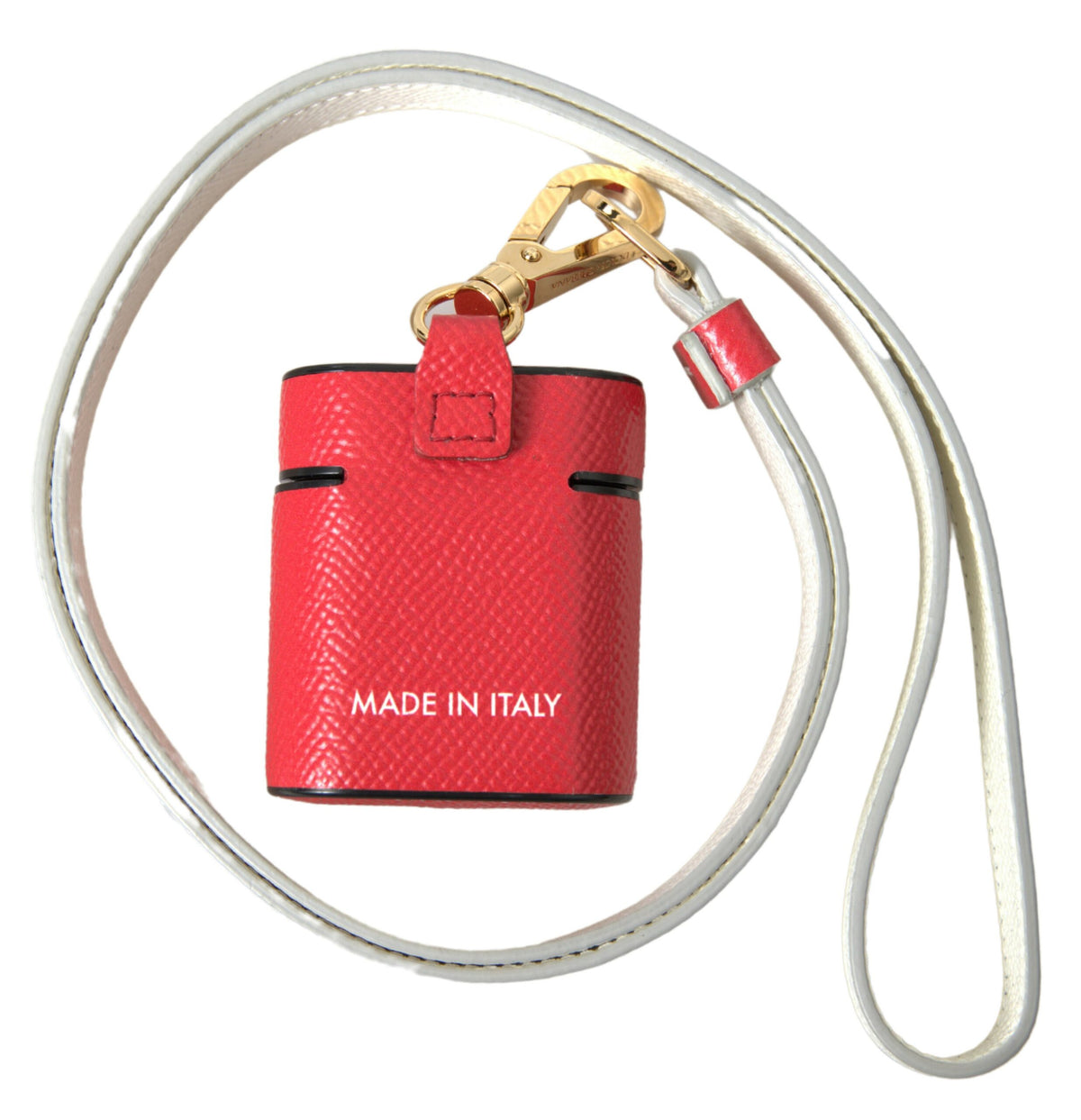 Dolce & Gabbana Calf Leather Earbuds Carrying Case - Gold Red Print