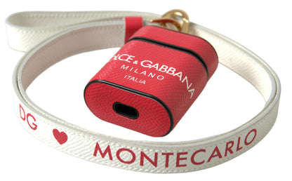 Dolce & Gabbana Calf Leather Earbuds Carrying Case - Gold Red Print