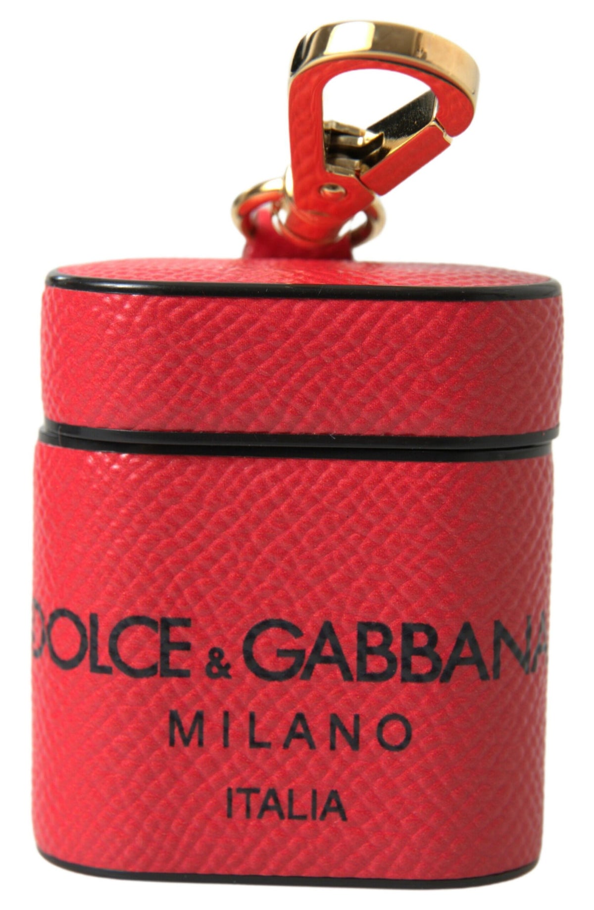 Dolce & Gabbana Calf Leather & Silk Earbuds Carrying Case - Black Red