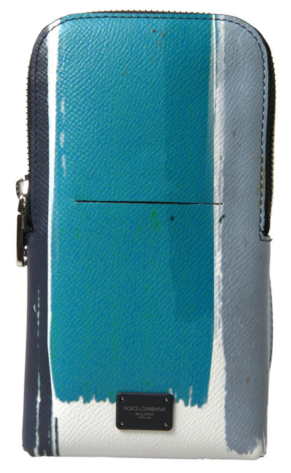 Dolce & Gabbana Leather Crossbody Sling Phone Holder Backpack - Blue White