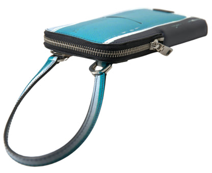 Dolce & Gabbana Leather Crossbody Sling Phone Holder Backpack - Blue White