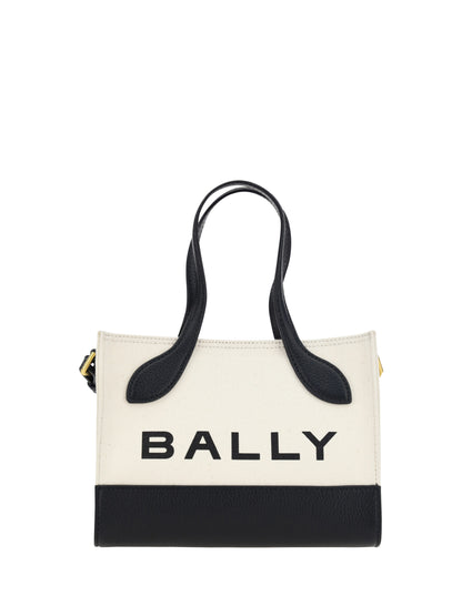 Mini Clutch Handbag by Bally for women in calfskin leather & cotton black, white & monogram features a signature silhouette, showcasing a secure and signature with versatile handle for a sophisticated look.