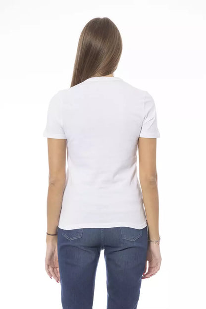 Baldinini Trend Women's White Cotton Crewneck Logo T-Shirt