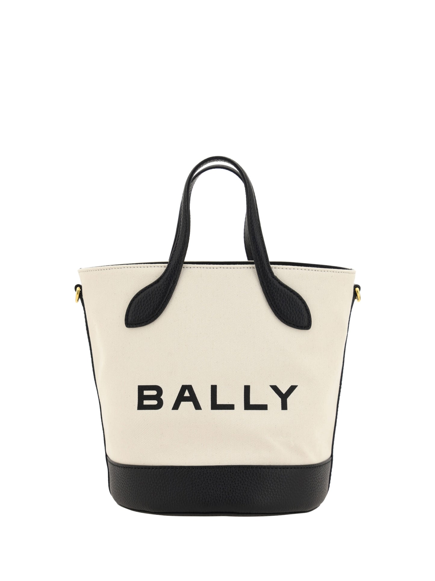 This Bucket Handbag by Bally for women in calfskin leather & cotton and black, white & monogram presents a sculptural silhouette featuring a secure , ample , and versatile shoulder-strap, adjustable-strap & handle for a sculptural finish.