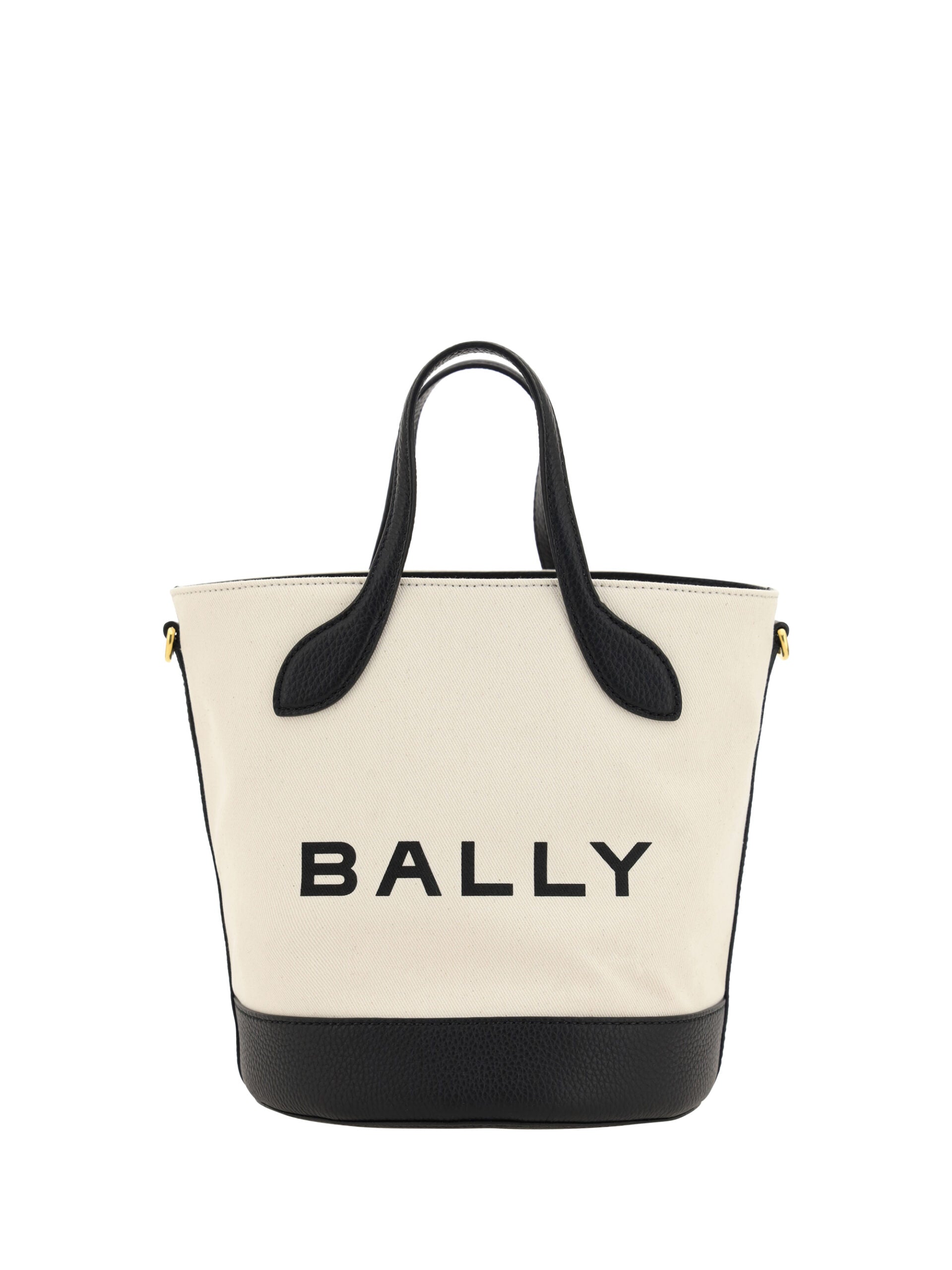 This Bucket Handbag by Bally for women in calfskin leather & cotton and black, white & monogram presents a sculptural silhouette featuring a secure , ample , and versatile shoulder-strap, adjustable-strap & handle for a sculptural finish.