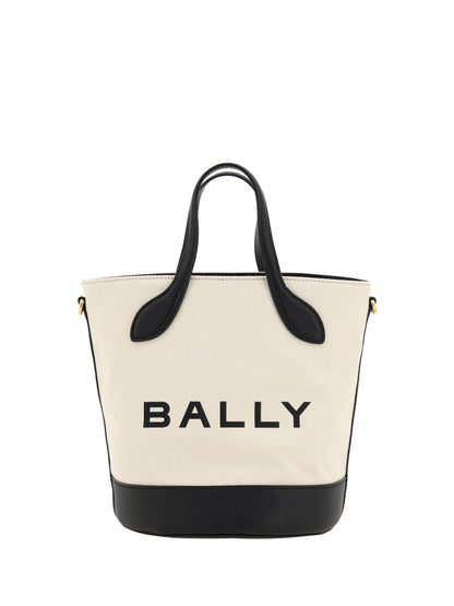 This Bucket Handbag by Bally for women in calfskin leather & cotton and black, white & monogram presents a sculptural silhouette featuring a secure , ample , and versatile shoulder-strap, adjustable-strap & handle for a sculptural finish.
