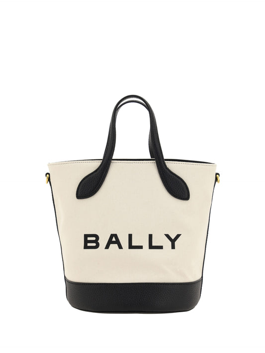 This Bucket Handbag by Bally for women in calfskin leather & cotton and black, white & monogram presents a sculptural silhouette featuring a secure , ample , and versatile shoulder-strap, adjustable-strap & handle for a sculptural finish.