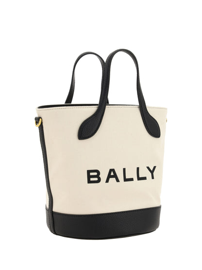 Bucket Handbag by Bally for women in calfskin leather & cotton black, white & monogram features a ornamental silhouette, showcasing a secure , ample , and ornamental shoulder-strap, adjustable-strap & handle for a sophisticated look.