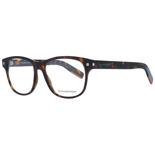 Eyeglasses Frames by Ermenegildo Zegna for men in plastic brown features an refined silhouette, showcasing a sophisticated brown coloured frame and refined full-frame frame design for a refined look.