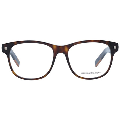 Eyeglasses Frames by Ermenegildo Zegna for men in plastic brown features a refined silhouette, showcasing a refined brown coloured frame and full-frame frame design for a sophisticated, premium look.