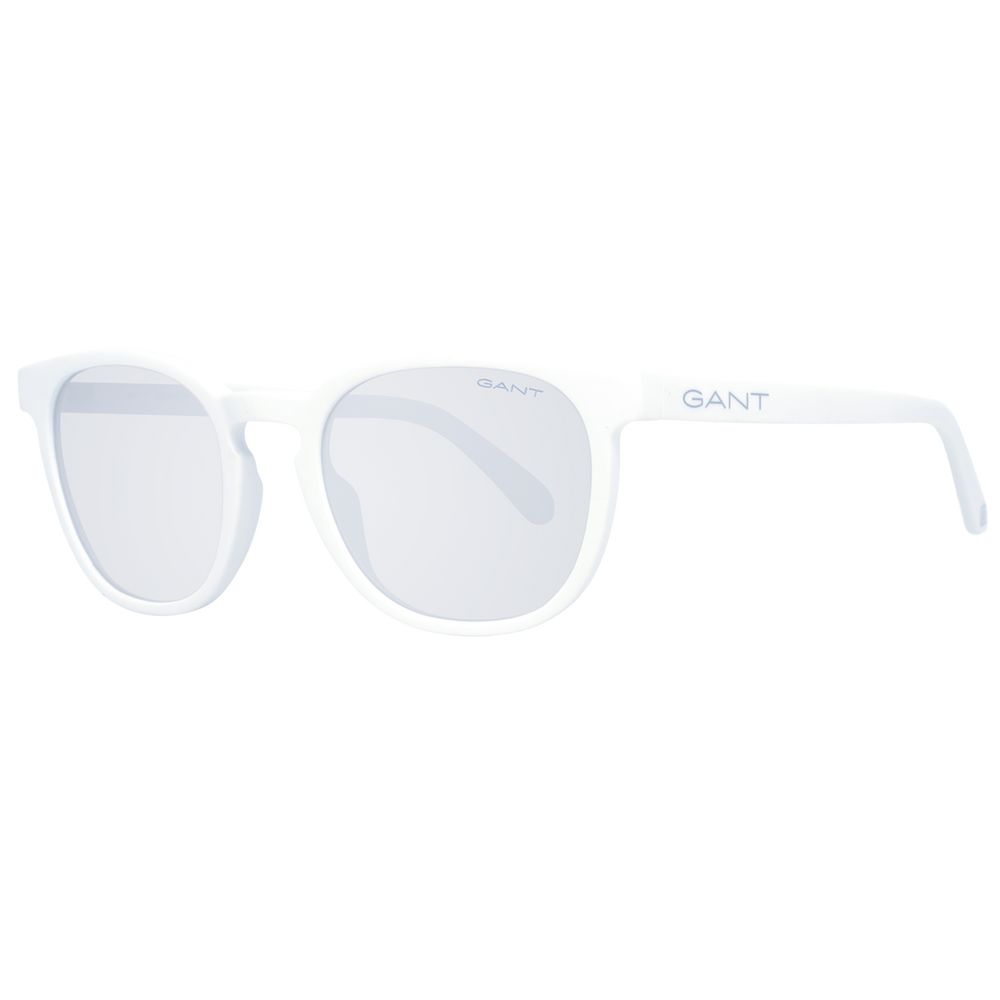 Sunglasses by Gant for men in plastic white showcases a ethereal silhouette, featuring white coloured frame half-rim round frame design with category-2-medium-tint lens for a ethereal finish.