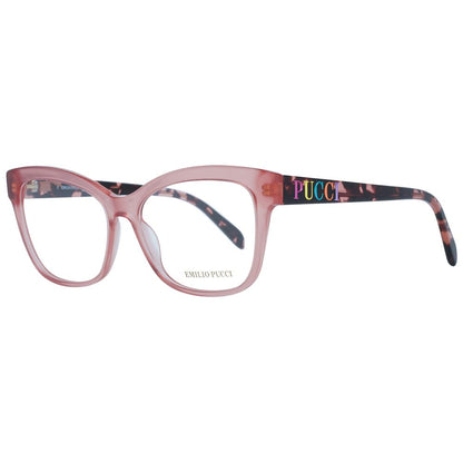 Eyeglasses Frames by Emilio Pucci for women in plastic and pink showcases an refined full-frame frame design featuring a sophisticated rose coloured frame for an refined and refined aesthetic.