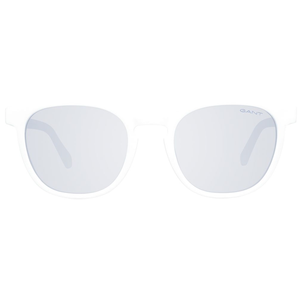 Sunglasses by Gant for men in plastic white features a sumptuous silhouette, showcasing a sumptuous half-rim round frame design in white coloured frame with high-performance category-2-medium-tint lens.