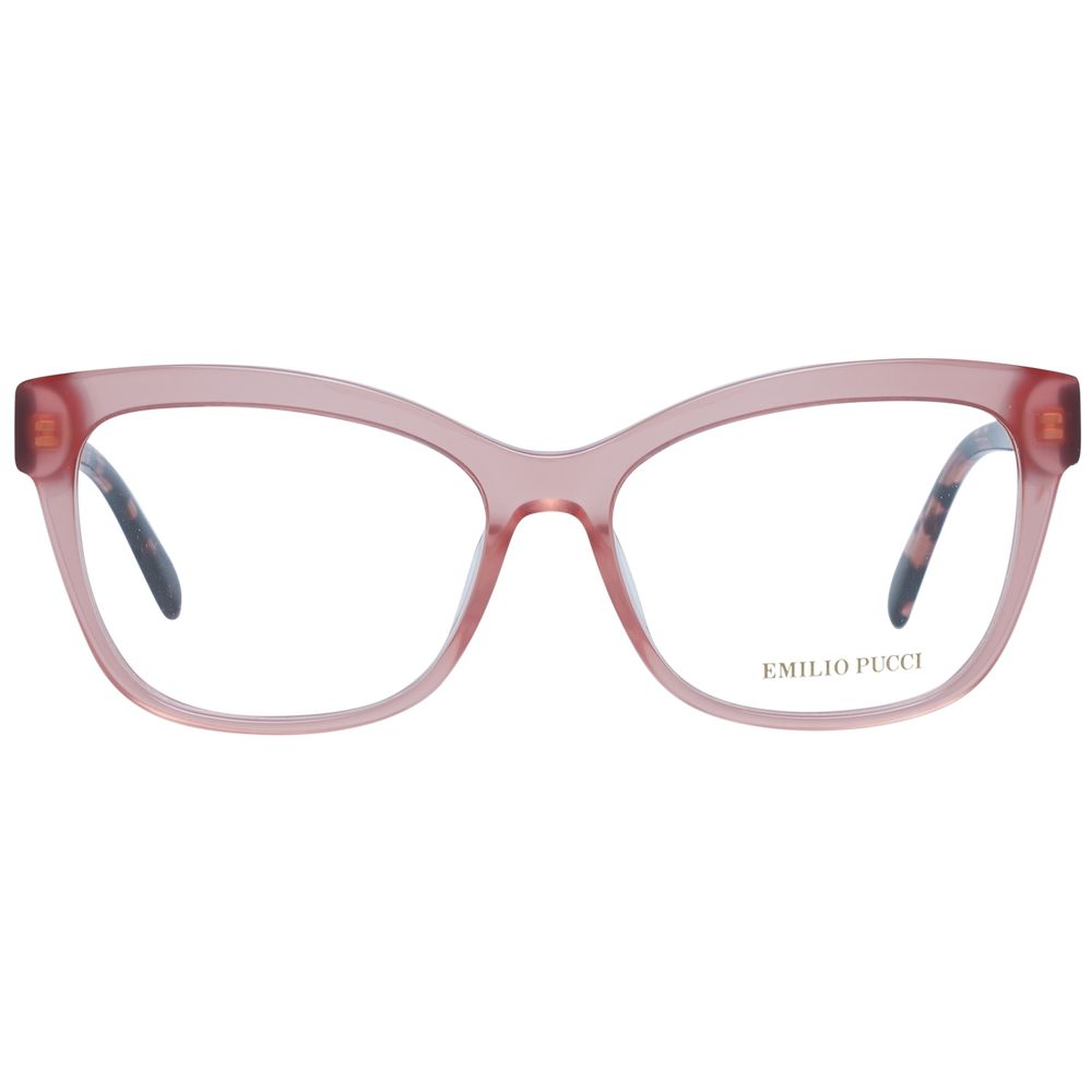 Eyeglasses Frames by Emilio Pucci for women in plastic and pink showcases a refined silhouette, detailed with a rose coloured frame finish and a sophisticated full-frame frame design.