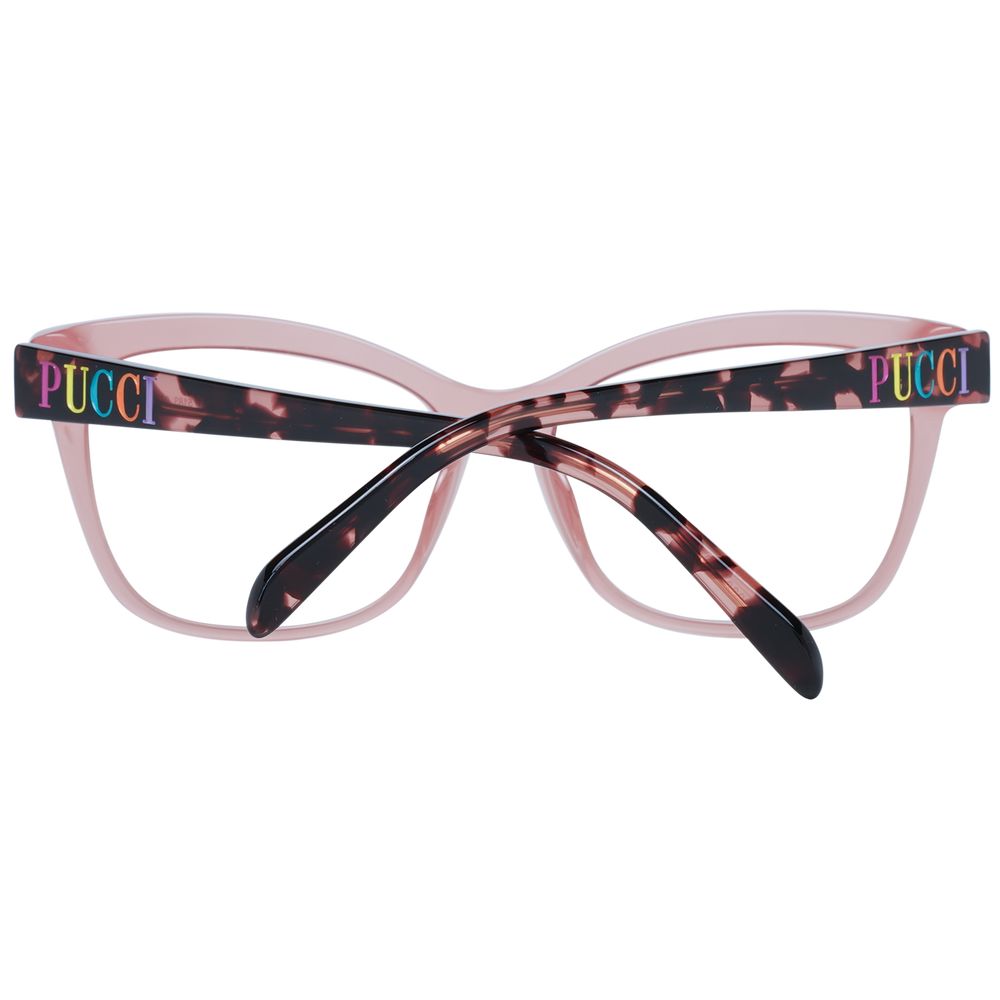 Eyeglasses Frames by Emilio Pucci for women in plastic pink showcases a refined full-frame frame design with a refined rose coloured frame finish for a refined and sophisticated look.