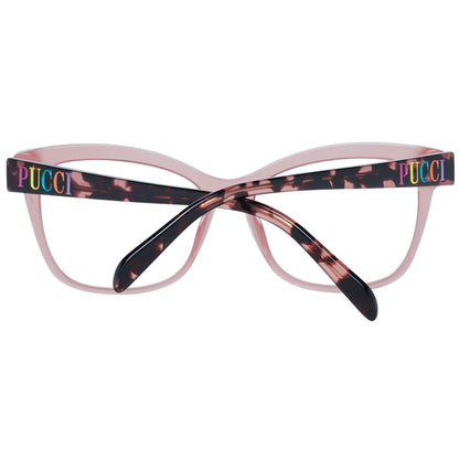 Eyeglasses Frames by Emilio Pucci for women in plastic pink showcases a refined full-frame frame design with a refined rose coloured frame finish for a refined and sophisticated look.