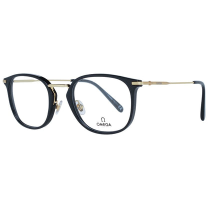 Eyeglasses Frames by Omega for men in metal black features a refined silhouette, showcasing a refined black coloured frame and full-frame frame design for a sophisticated, premium look.