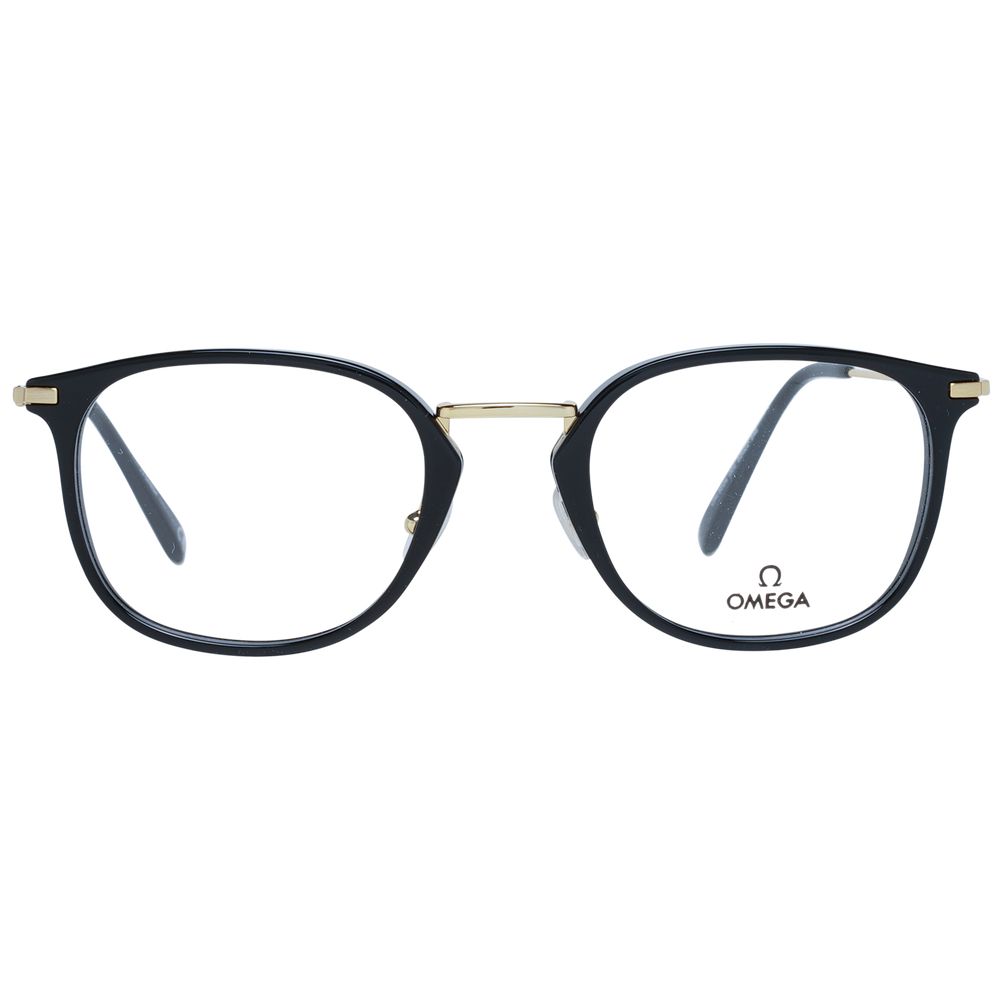 Eyeglasses Frames by Omega for men in metal black showcases a reflective silhouette, artfully incorporating a sophisticated black coloured frame with a distinct full-frame frame design.
