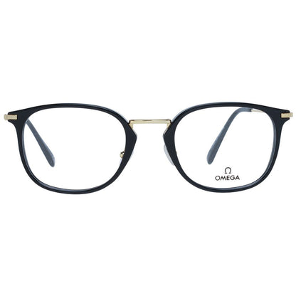 Eyeglasses Frames by Omega for men in metal black showcases a reflective silhouette, artfully incorporating a sophisticated black coloured frame with a distinct full-frame frame design.