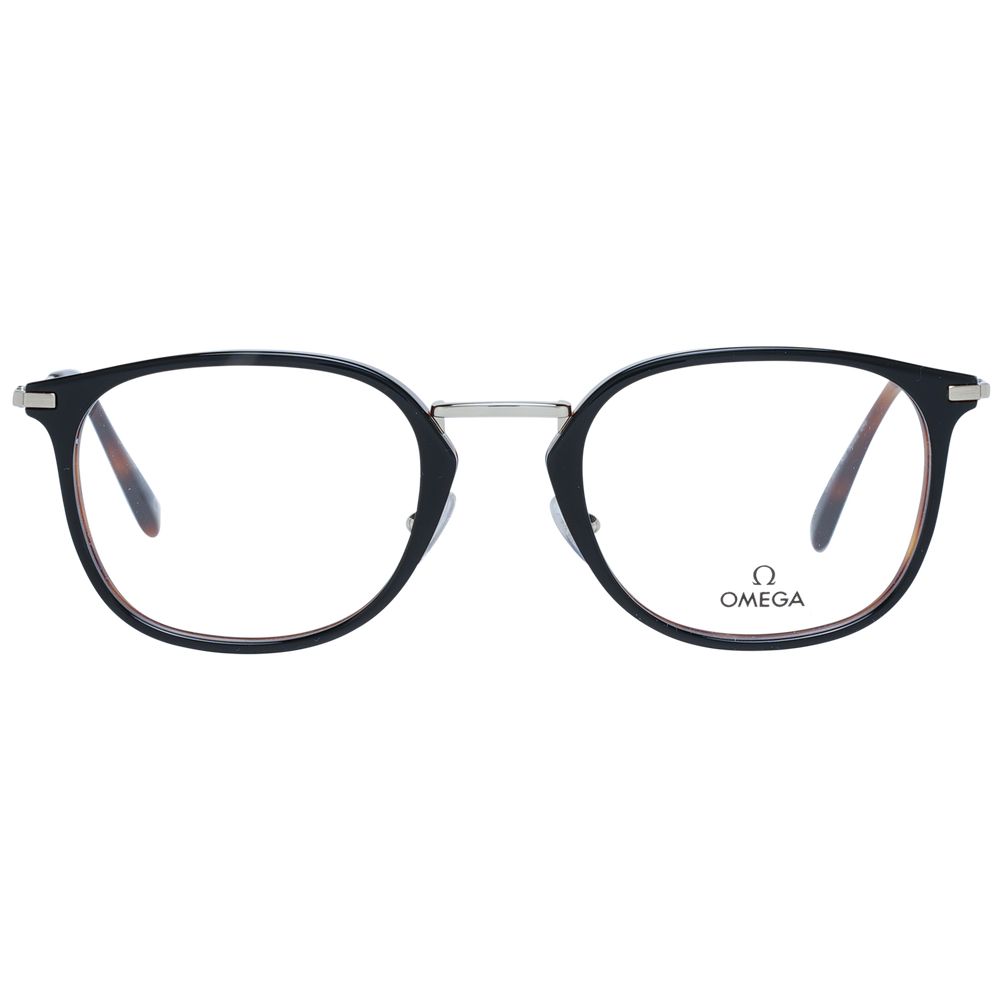 Eyeglasses Frames by Omega for men in metal black showcases a refined full-frame frame design with a refined black coloured frame finish for a refined and sophisticated look.