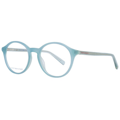 Eyeglasses Frames by Tommy Hilfiger for women in plastic blue features a refined silhouette, showcasing a refined blue coloured frame and full-frame frame design for a sophisticated, premium look.