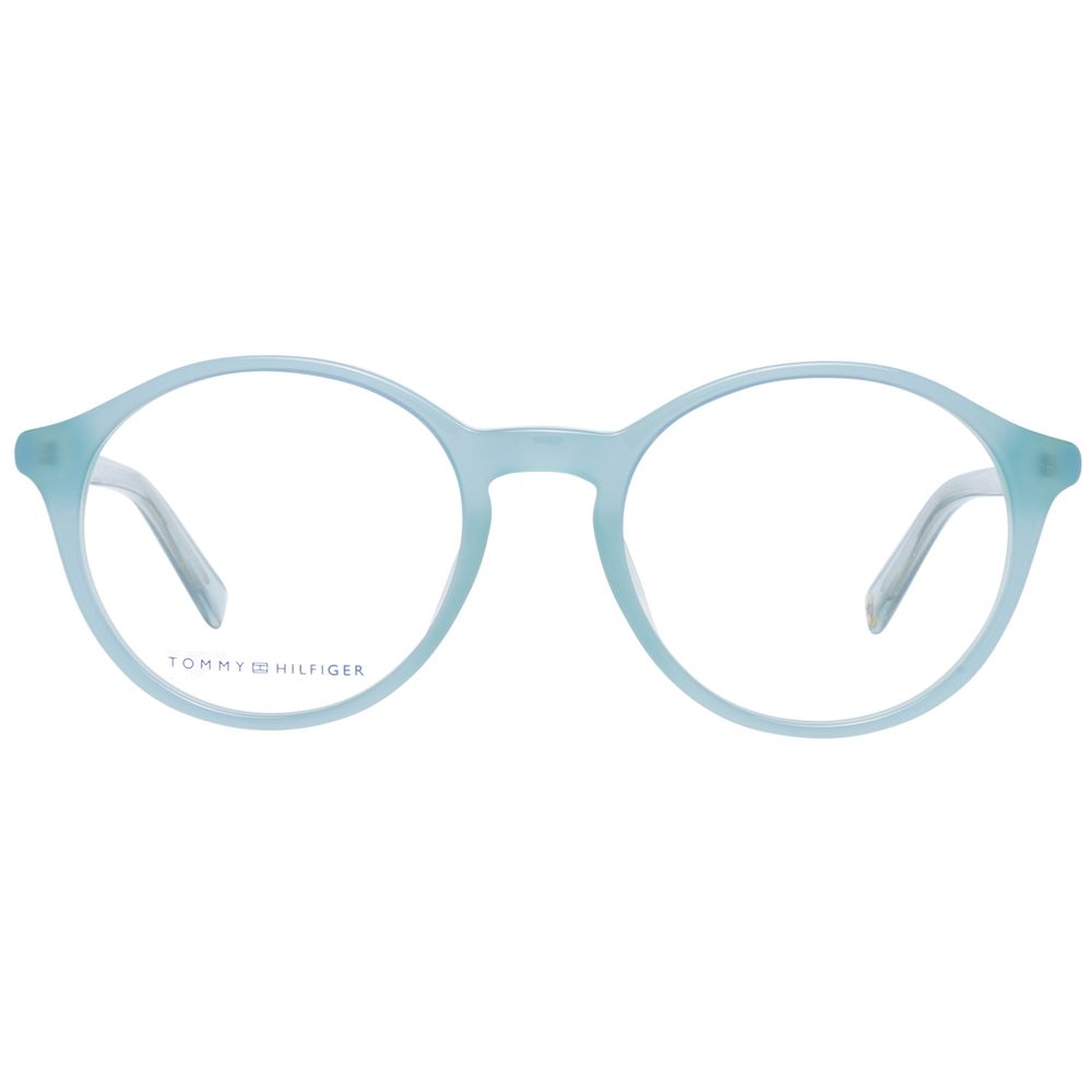 Eyeglasses Frames by Tommy Hilfiger for women in plastic blue features an refined silhouette, showcasing the refined blue coloured frame and sophisticated full-frame frame design.