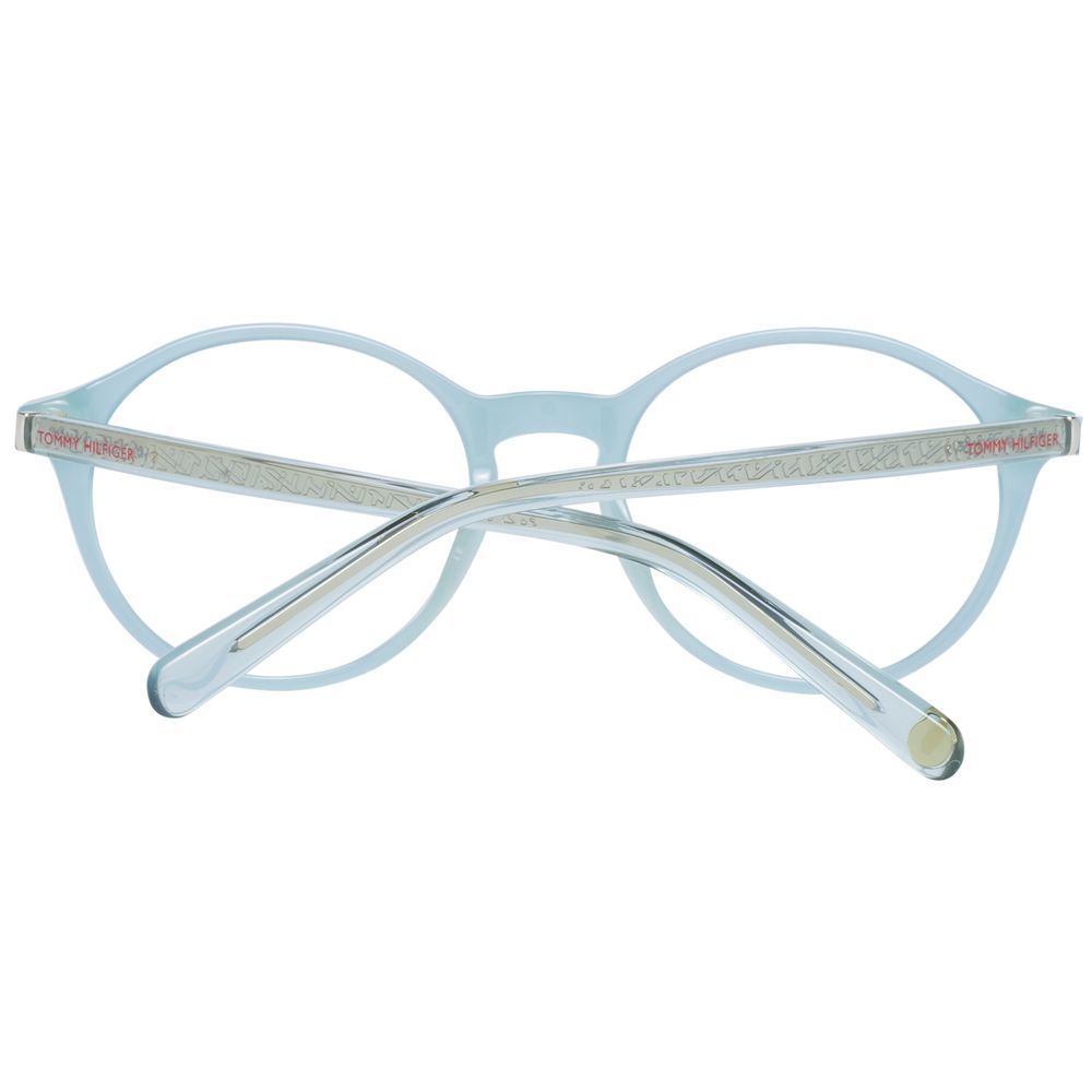 Eyeglasses Frames by Tommy Hilfiger for women in plastic and blue showcases an refined full-frame frame design featuring a sophisticated blue coloured frame for an refined and refined aesthetic.