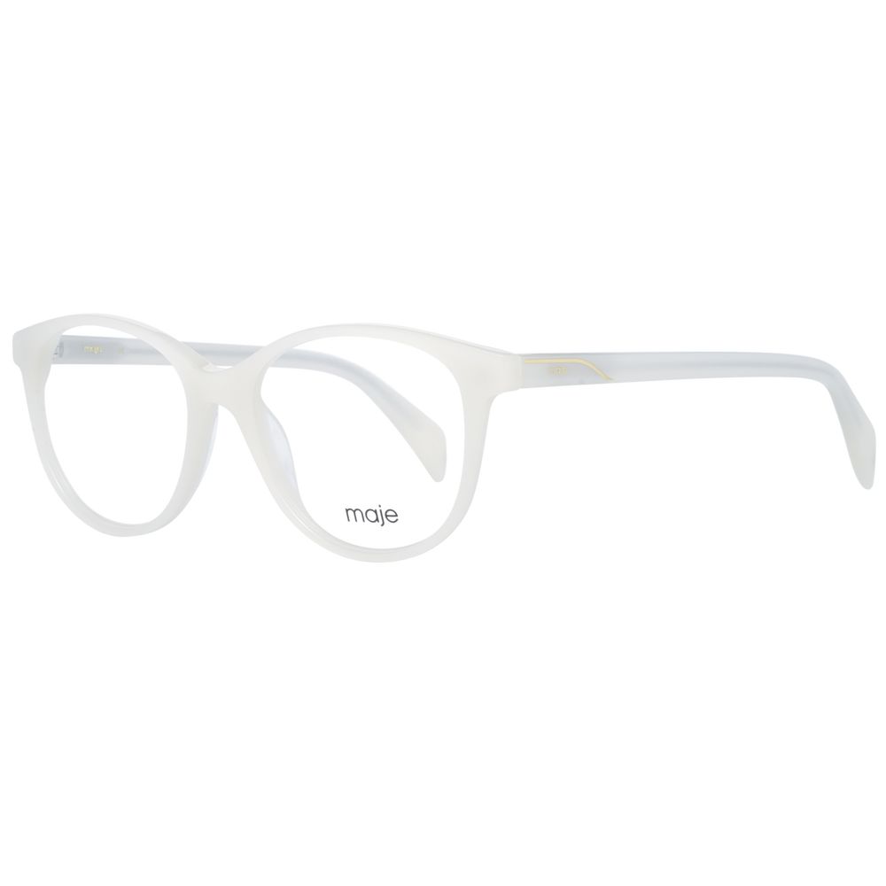 Eyeglasses Frames by Maje for women in cotton and cream showcases a refined silhouette, detailed with a finish and a sophisticated full-frame frame design.