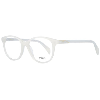 Eyeglasses Frames by Maje for women in cotton and cream showcases a refined silhouette, detailed with a finish and a sophisticated full-frame frame design.