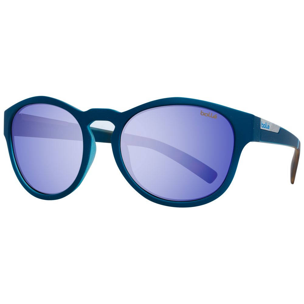 Sunglasses by Bolle for unisex in blue features an lustrous full-rim round frame design with blue coloured frame detailing and mirrored category-3-dark-tint lens for a lustrous aesthetic.