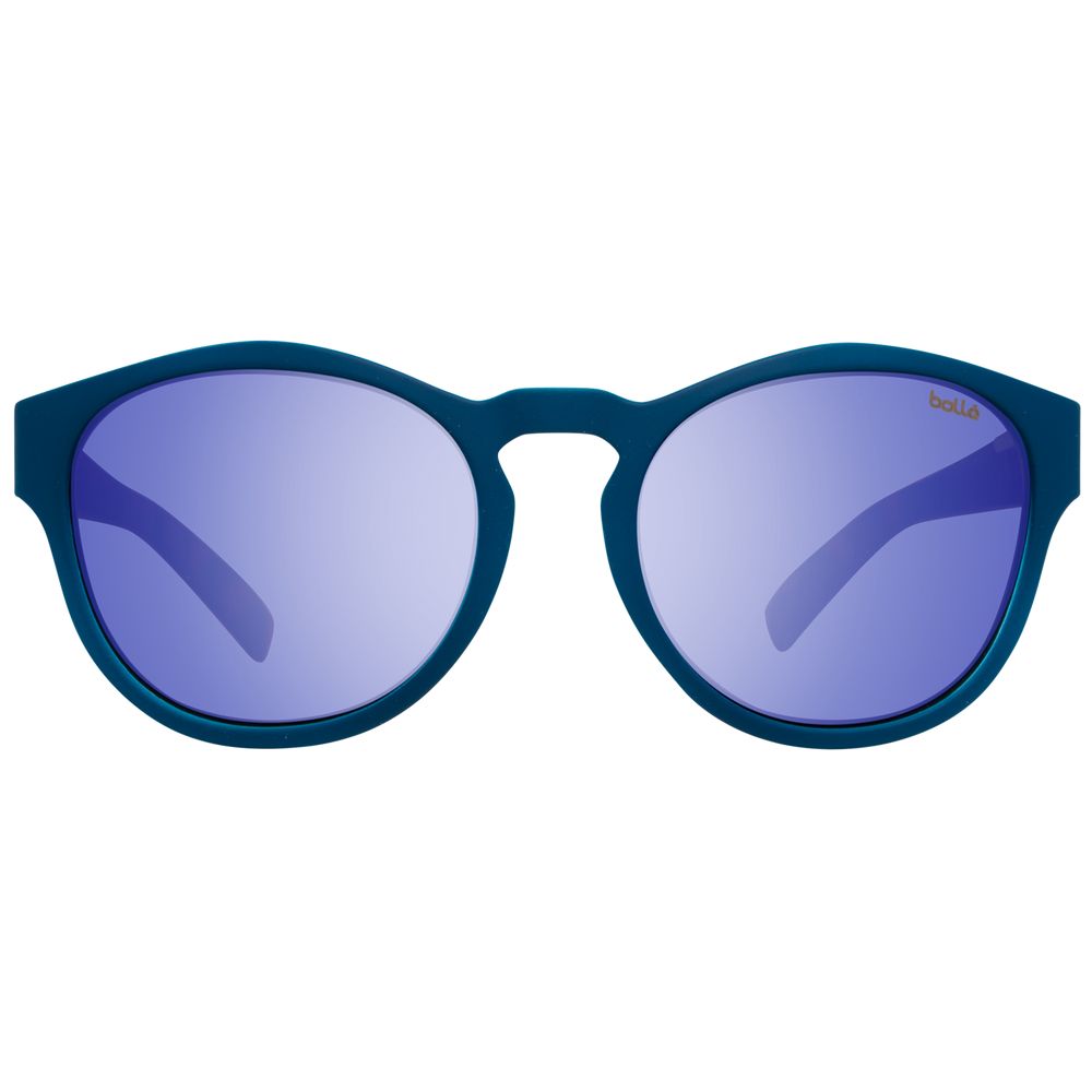 Sunglasses by Bolle for unisex in and blue featuring an opulent full-rim round frame design with a sophisticated blue coloured frame finish and high-performance mirrored category-3-dark-tint lens.