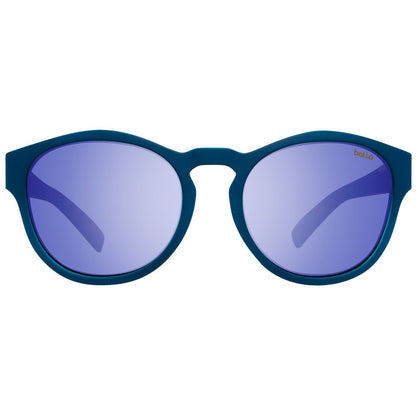 Sunglasses by Bolle for unisex in and blue featuring an opulent full-rim round frame design with a sophisticated blue coloured frame finish and high-performance mirrored category-3-dark-tint lens.