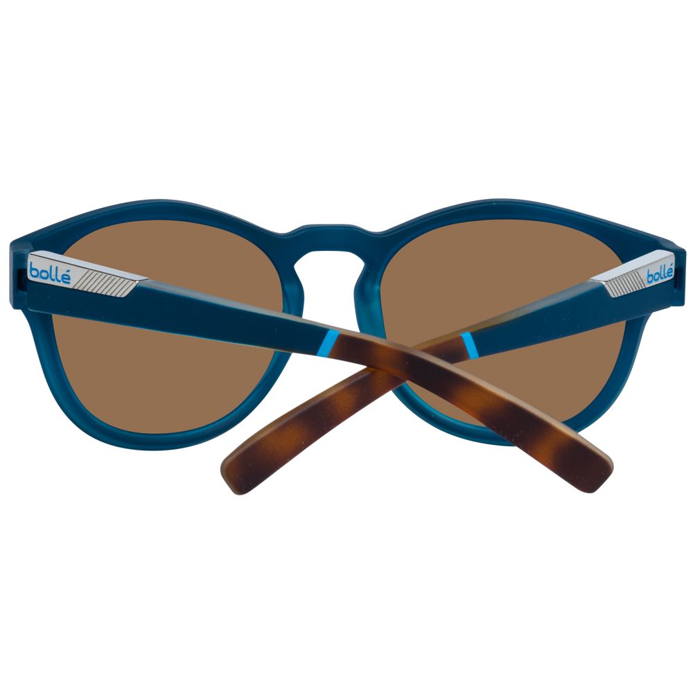 Sunglasses by Bolle for unisex in blue features an ethereal full-rim round frame design with blue coloured frame frames and mirrored category-3-dark-tint lens for a ethereal finish.