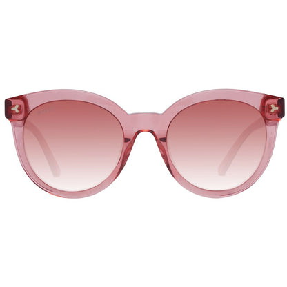 This Sunglasses by Bally for women in acetate red presents a sumptuous silhouette, showcasing a sumptuous full-rim round frame design in red coloured frame and high-performance gradient category-2-medium-tint lens.