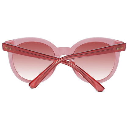 Sunglasses by Bally for women in acetate red features an lustrous full-rim round frame design with red coloured frame detailing and gradient category-2-medium-tint lens for a lustrous aesthetic.