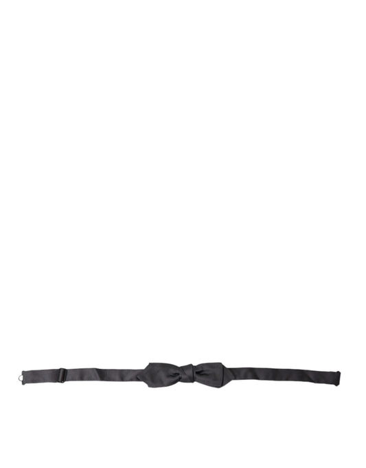 Dark Gray Silk Adjustable Neck Men Papillon Bow Tie