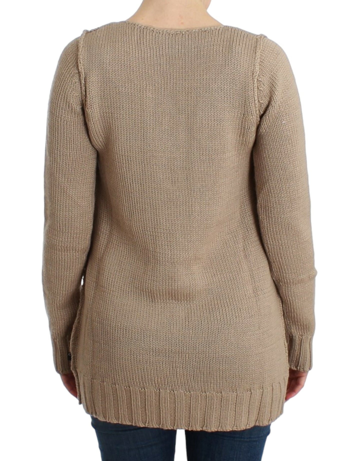 Cavalli Women's Beige knitted wool sweater