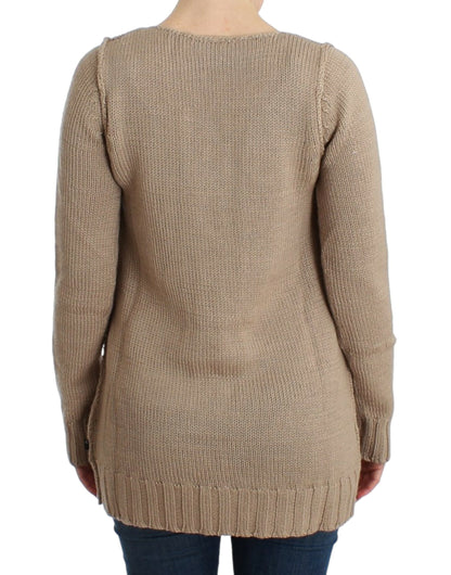 Cavalli Women's Beige knitted wool sweater