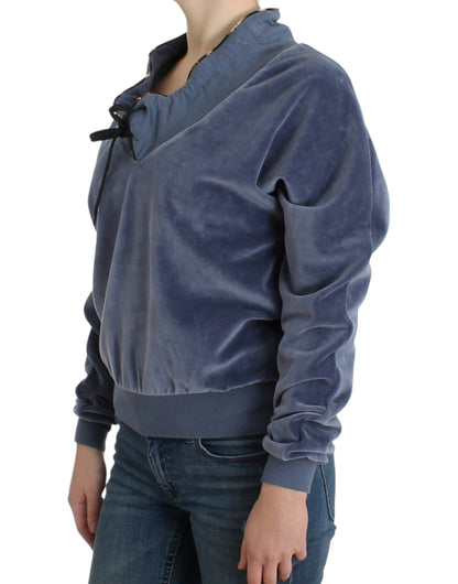 Cavalli Women's Blue velvet cotton sweater