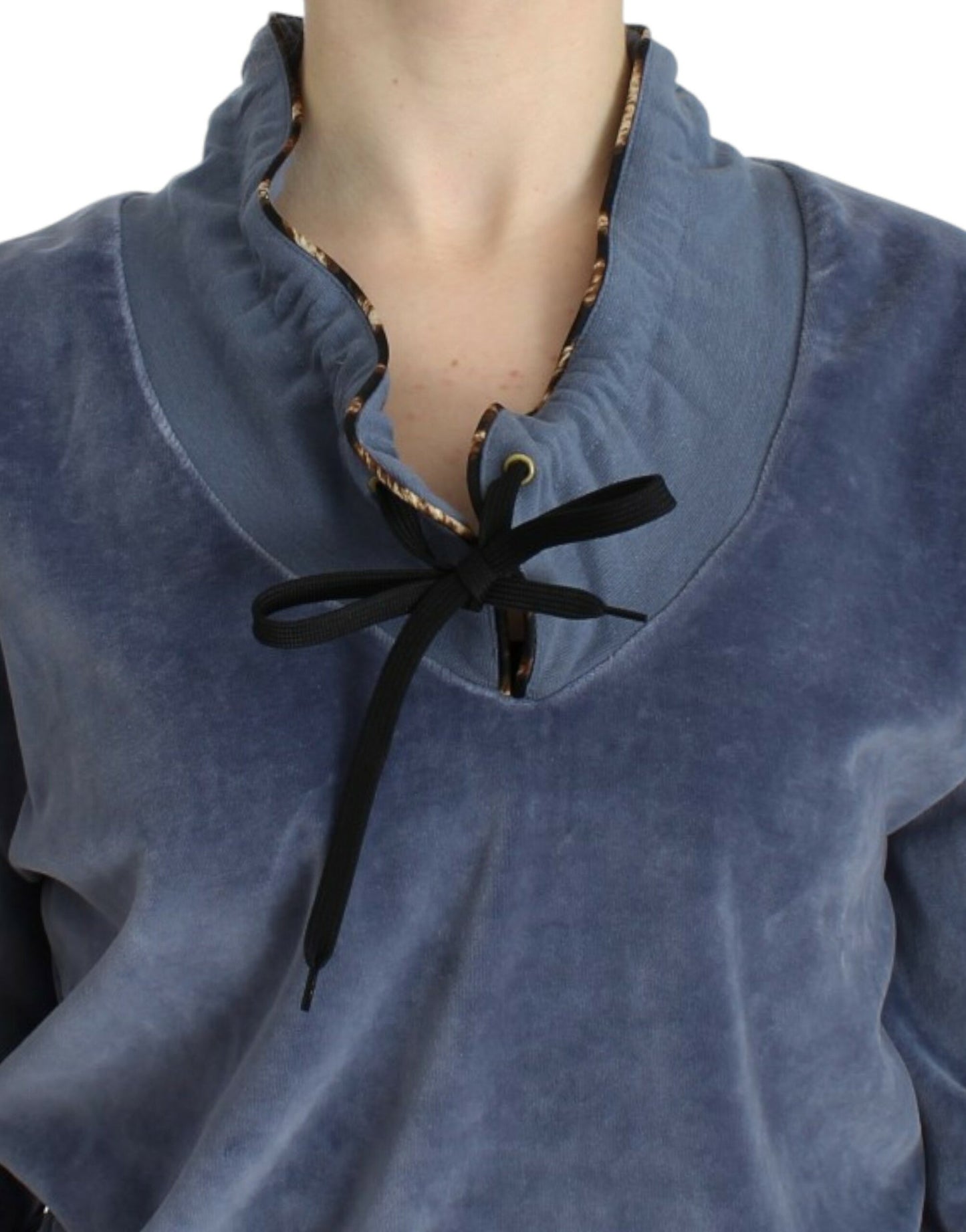 Cavalli Women's Blue velvet cotton sweater