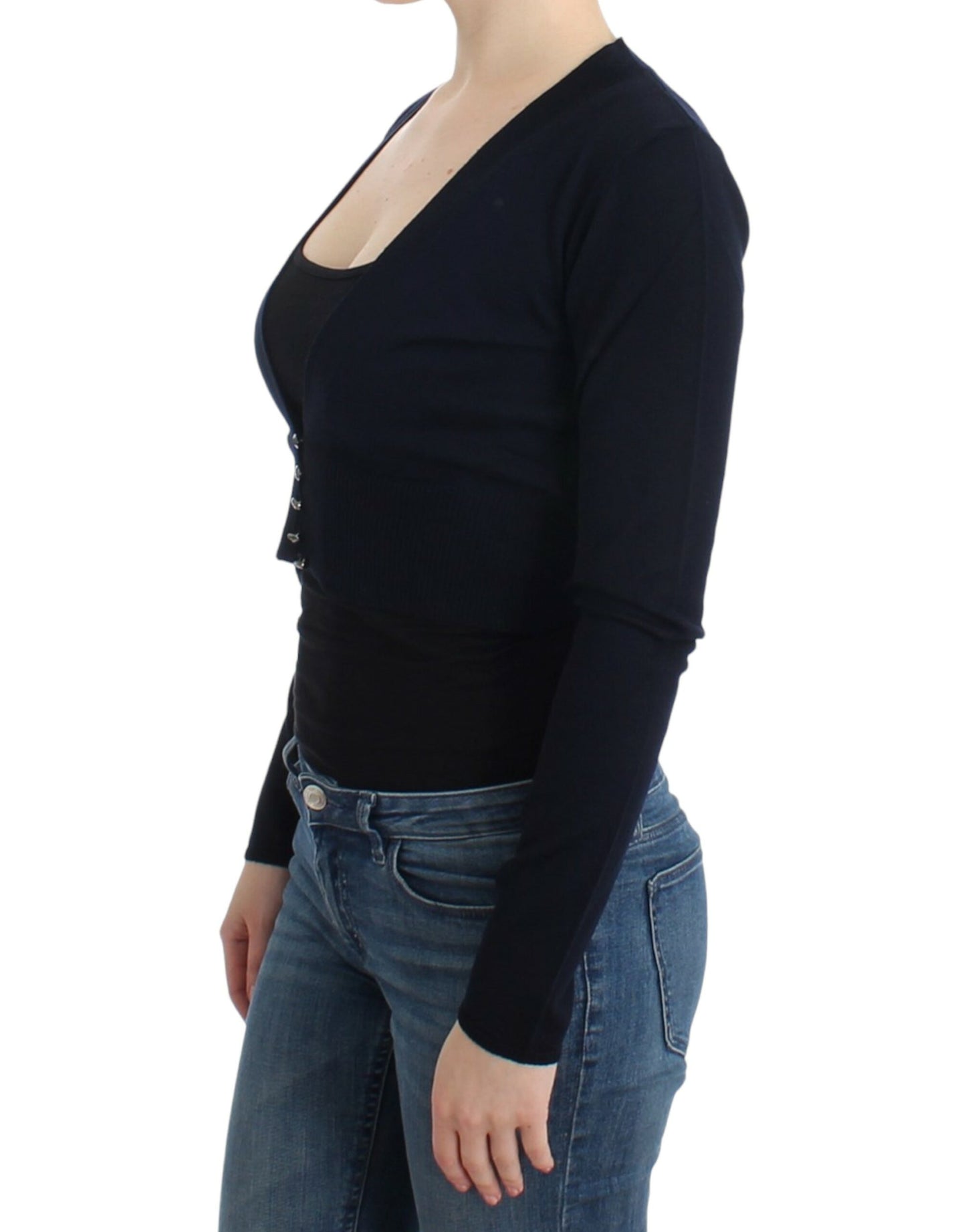 Cavalli Women's Black cropped wool cardigan