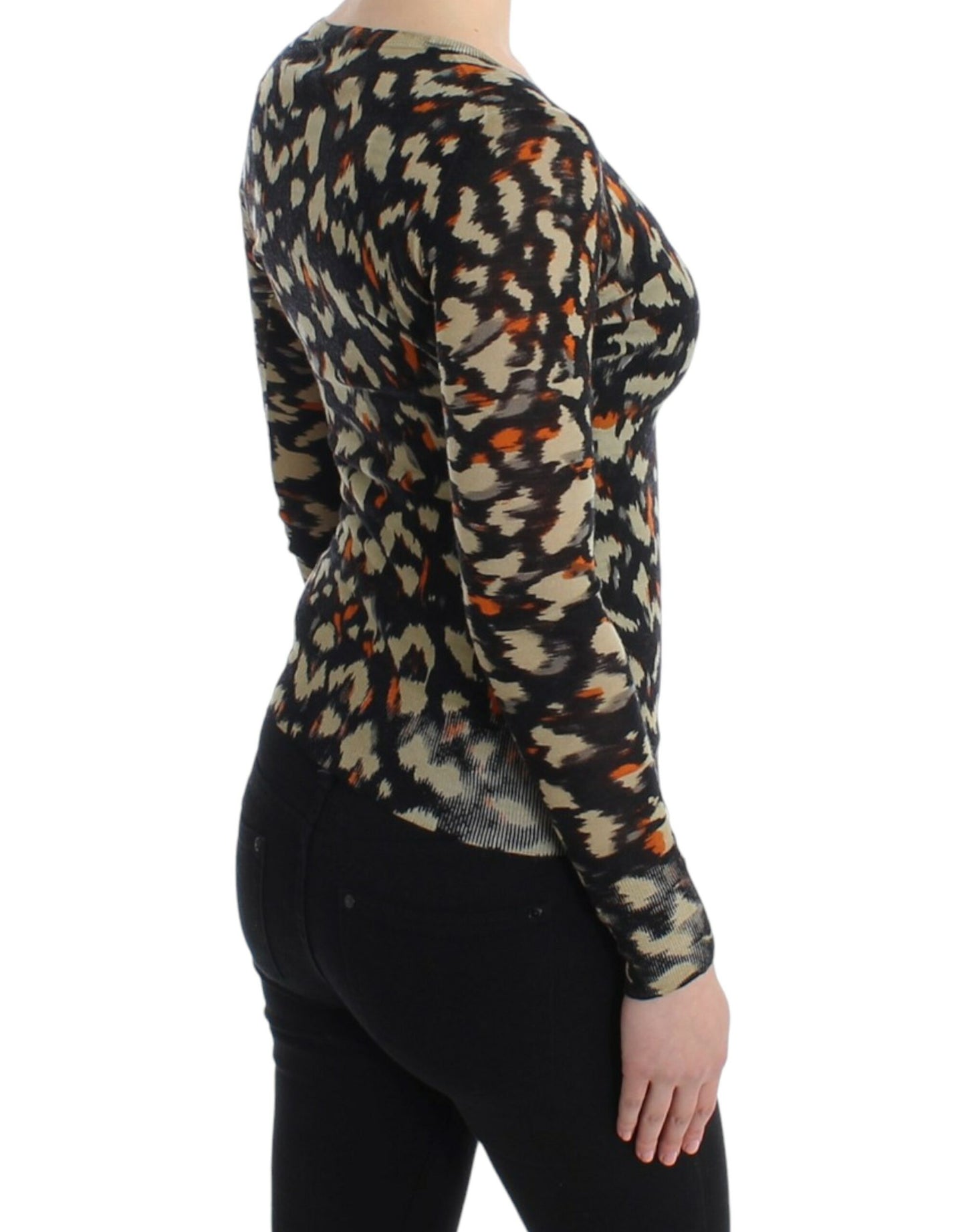 Cavalli Women's Multicolor v-neck wool jumper