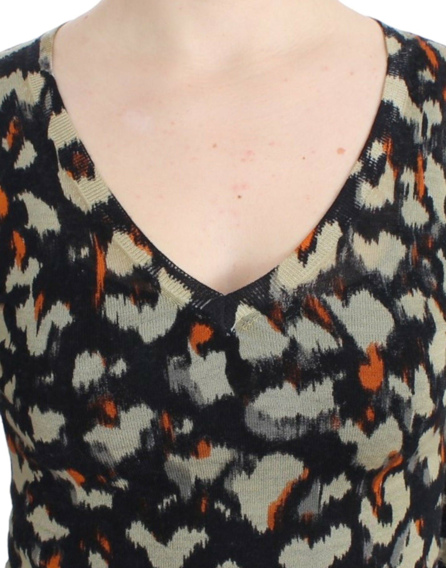 Cavalli Women's Multicolor v-neck wool jumper