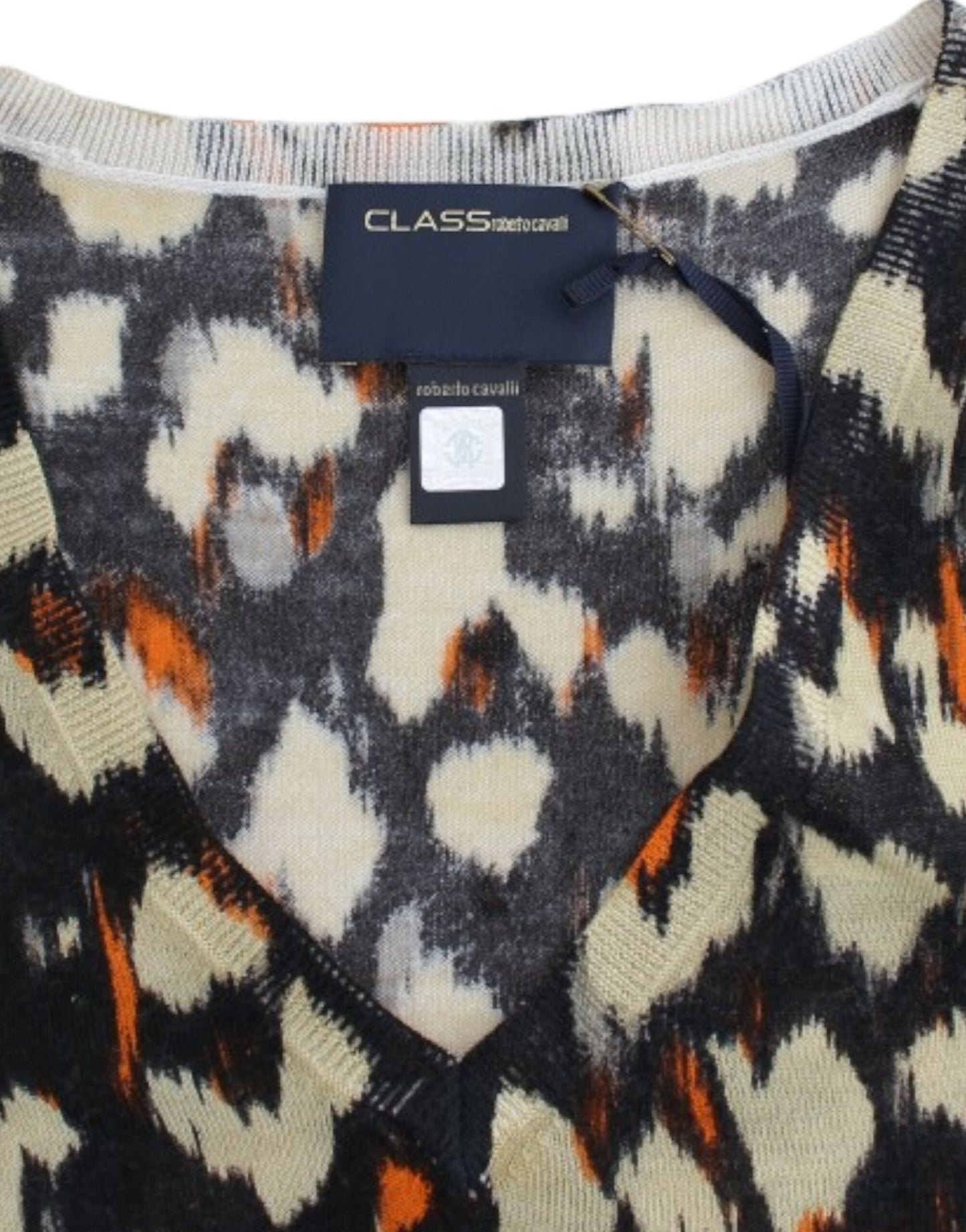 Cavalli Women's Multicolor v-neck wool jumper