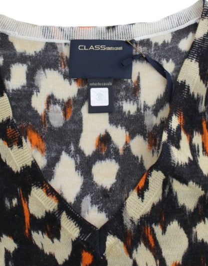 Cavalli Women's Multicolor v-neck wool jumper