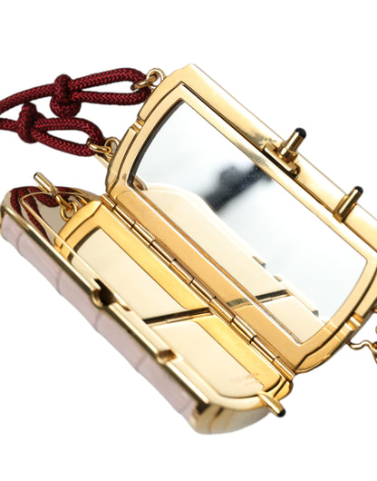 Mini Makeup Bag by Dolce & Gabbana for unisex in exotic leather gold & pink is a on trend Exotic Leather Mini Makeup Bag featuring a secure clasp, organized , and convenient .